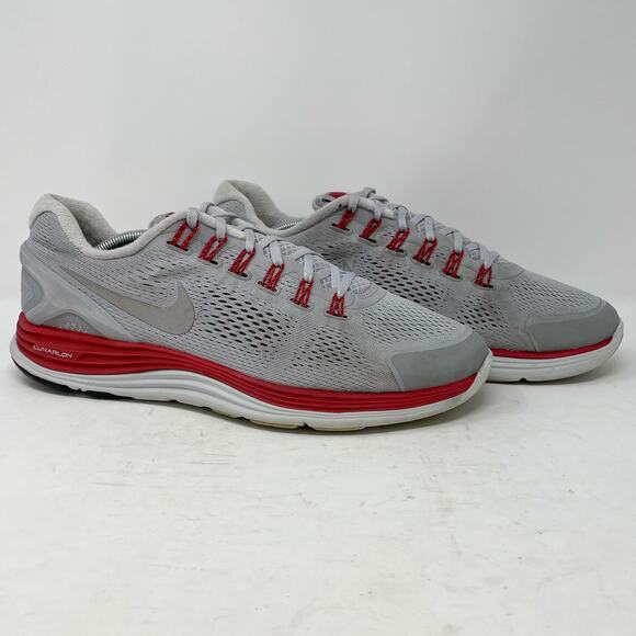 Nike Lunarglide 4 Lunarlon Grey Red Running Shoes Mens Size 13 - Picture 5 of 12
